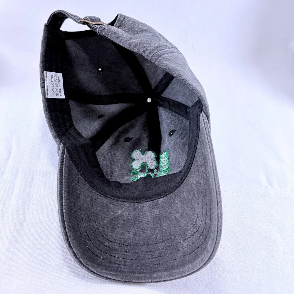 LOVE Shamrock Embroidered Washed Cotton Gray Baseball Cap Dad Hat
